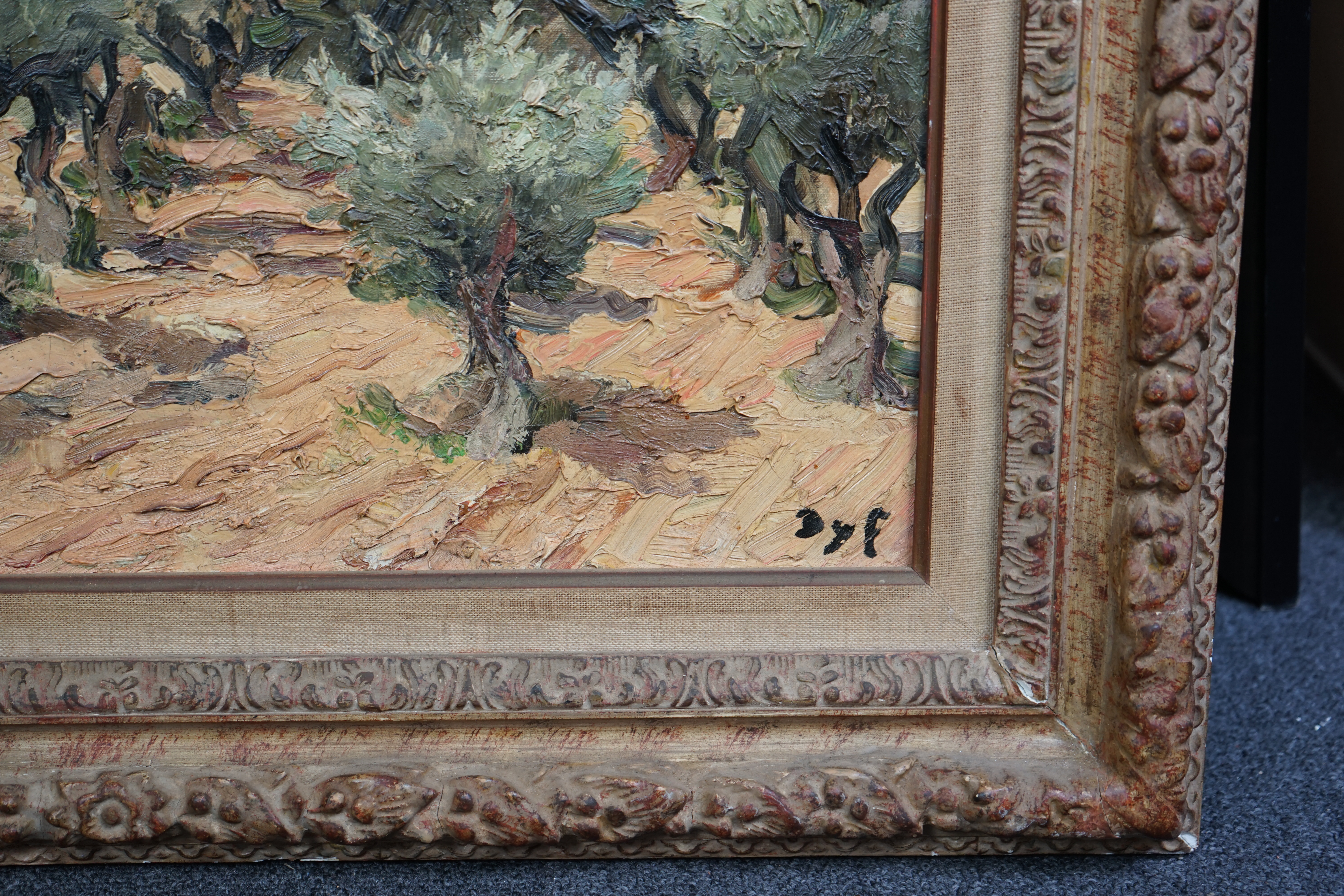 Marcel Dyf (French, 1899-1985), Olive grove with mountains beyond, oil on canvas, 45 x 54cm